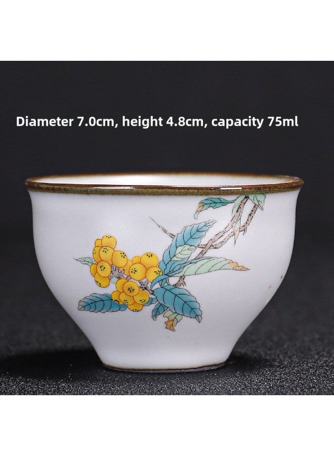 Ru Kiln Teacup Master Cup Individual Single Cup Open Piece Ice Flower Glaze Ceramic Tea Tasting Cup Kung Fu Tea Set Tea Bowl Gift Box-Color:Ru Kiln Moon White Bell Cup-pipa Collect And Purchase To Get A Tea Towel-Capacity:Other  - Image 1