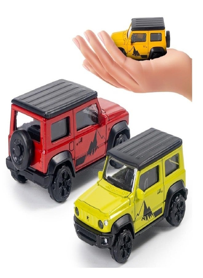 YUIOP - Die Cast Small Zimmy Toy Jeep - Durable - Friction Powered Pull Back Car - Free Wheeling Action - for Collectors and Enthusiasts (Color May Vary) (Multicolor) (2 Pcs) - Image 1