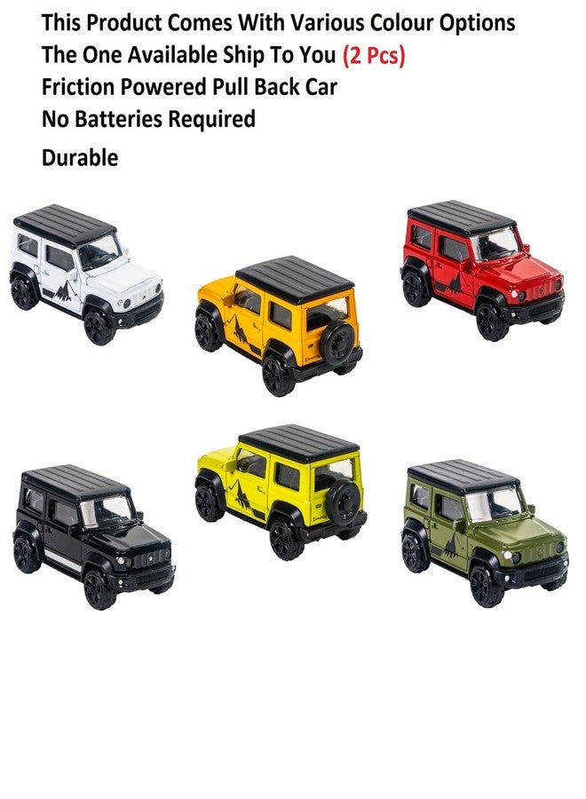 YUIOP - Die Cast Small Zimmy Toy Jeep - Durable - Friction Powered Pull Back Car - Free Wheeling Action - for Collectors and Enthusiasts (Color May Vary) (Multicolor) (2 Pcs) - Image 4