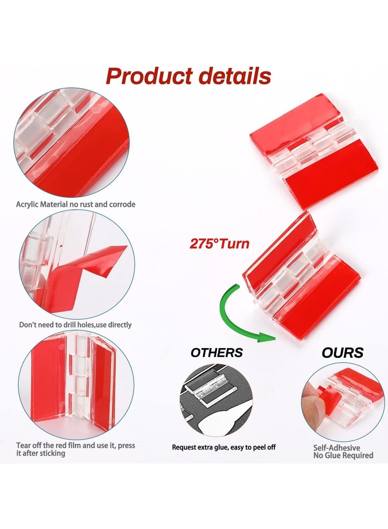 Generic 16 Pcs Acrylic Hinges,Self Adhesive Clear Hinges,Transparent Plastic Hinges,Continuous Piano Hinge Folding Hinge Tools for Cabinet,Drawer, DIY Transparent Box,Display Stand etc(30x35 mm).  - Image 3