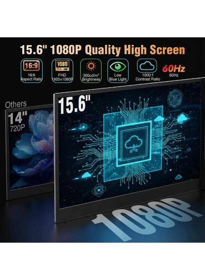 V2COM One Cable Laptop Screen Extender 15.6" FHD 1080P Triple Portable Monitor, Ultra-Slim IPS Display, USB-C/USB-A (Driver Required), Lightweight Travel Monitor for 13–17.3" Laptops, Windows Mac Android - Image 2