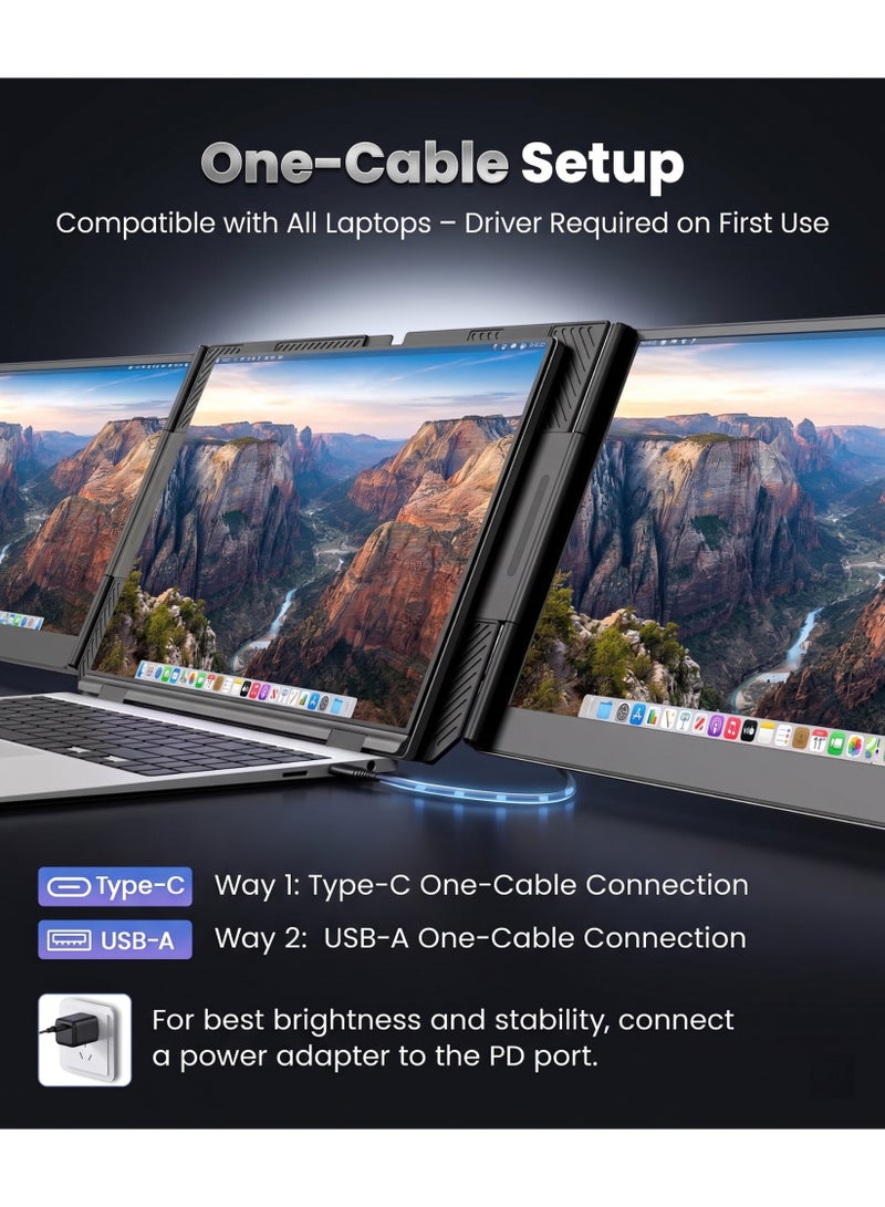 V2COM One Cable Laptop Screen Extender 15.6" FHD 1080P Triple Portable Monitor, Ultra-Slim IPS Display, USB-C/USB-A (Driver Required), Lightweight Travel Monitor for 13–17.3" Laptops, Windows Mac Android - Image 3