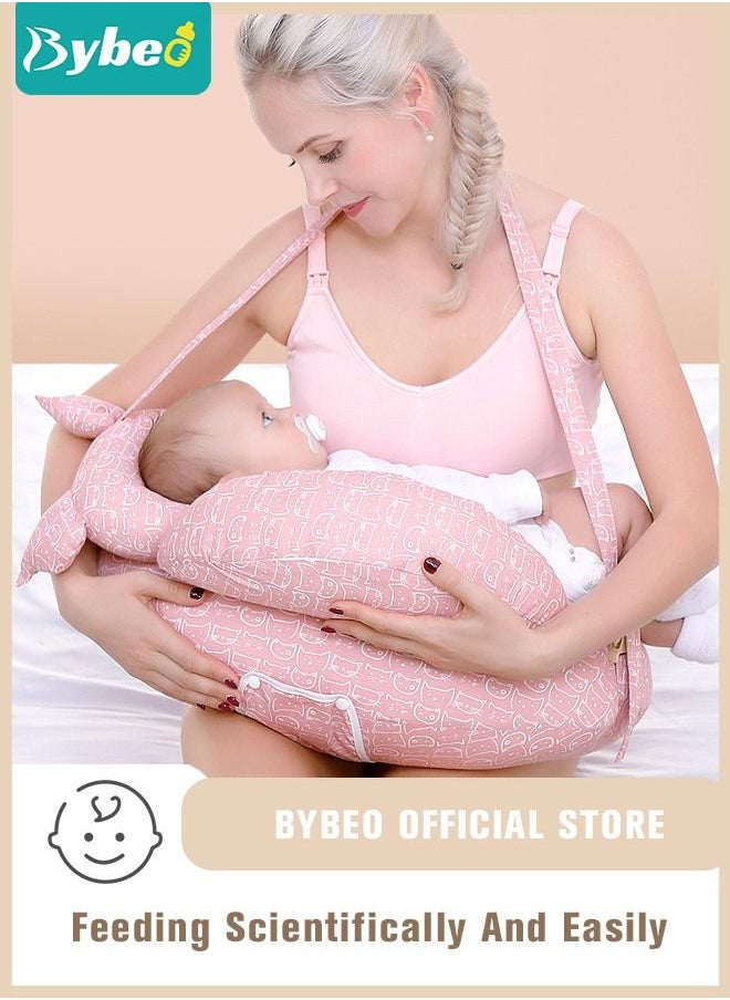Bybeo - Nursing Pillow for Breastfeeding, Multi-Functional Original Plus Size Breastfeeding Pillows Give Mom and Baby More Support, with Adjustable Waist Strap and Removable Cotton Cover - Image 1