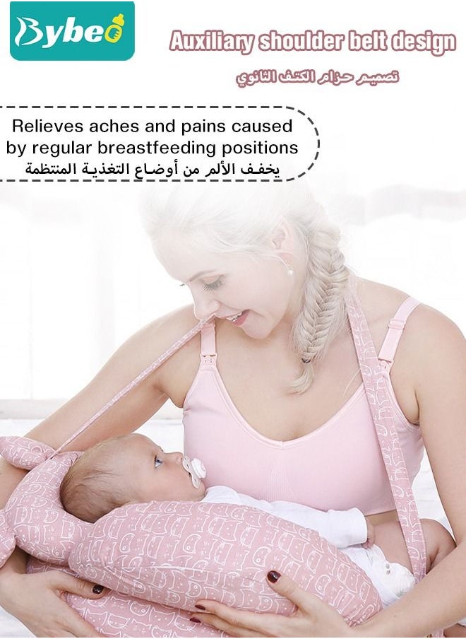 Bybeo - Nursing Pillow for Breastfeeding, Multi-Functional Original Plus Size Breastfeeding Pillows Give Mom and Baby More Support, with Adjustable Waist Strap and Removable Cotton Cover - Image 1