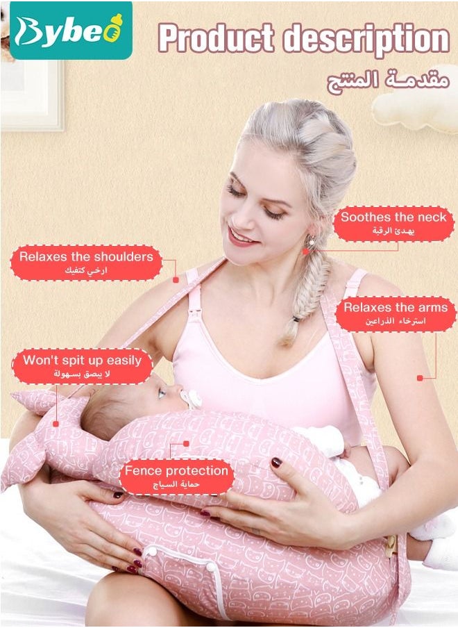 Bybeo - Nursing Pillow for Breastfeeding, Multi-Functional Original Plus Size Breastfeeding Pillows Give Mom and Baby More Support, with Adjustable Waist Strap and Removable Cotton Cover - Image 1