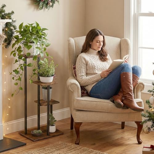 VonDream 3 Tier Plant Stand Indoor, Tiered Plant Stands for Indoor Plants Multiple, Corner Flower Stand for Living Room, Multi-Layer Vintage Design Plant Shelf - Image 5