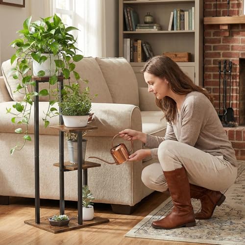 VonDream 3 Tier Plant Stand Indoor, Tiered Plant Stands for Indoor Plants Multiple, Corner Flower Stand for Living Room, Multi-Layer Vintage Design Plant Shelf - Image 3