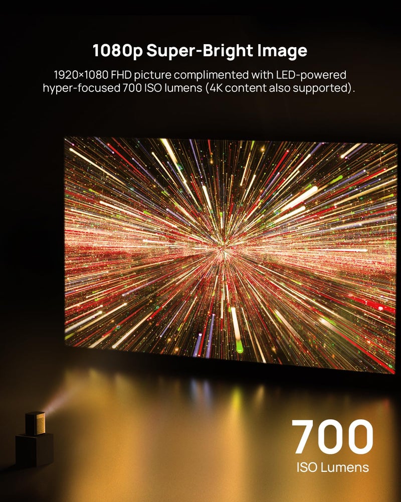 XGIMI Halo+ 1080P Portable Projector, 700 ISO Lumens with Harman Kardon Speakers, Auto Keystone Correction, Auto Focus, Intelligent Obstacle Avoidance, Intelligent Screen Alignment, Android TV 10.0 - Image 3