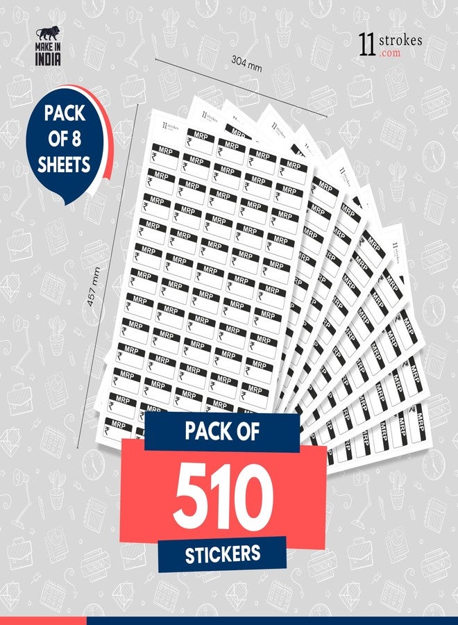 11 Strokes Pack of 510 MRP Sticker Label, Price tag Stickers for Clothes, MRP Price tag Label MRP Labels Stickers MRP Sticker Labels for Garments,Small MRP Price Labels for Clothes, Saree, Jewelry - Image 3