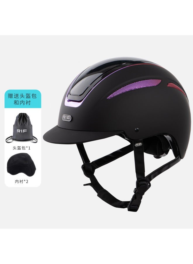 Black And Purple 56 58cm 26 Years New Rif Helmet Equestrian Knight Helmet Breathable Lightweight Equestrian Training Cap Adjustable Sports Helmet