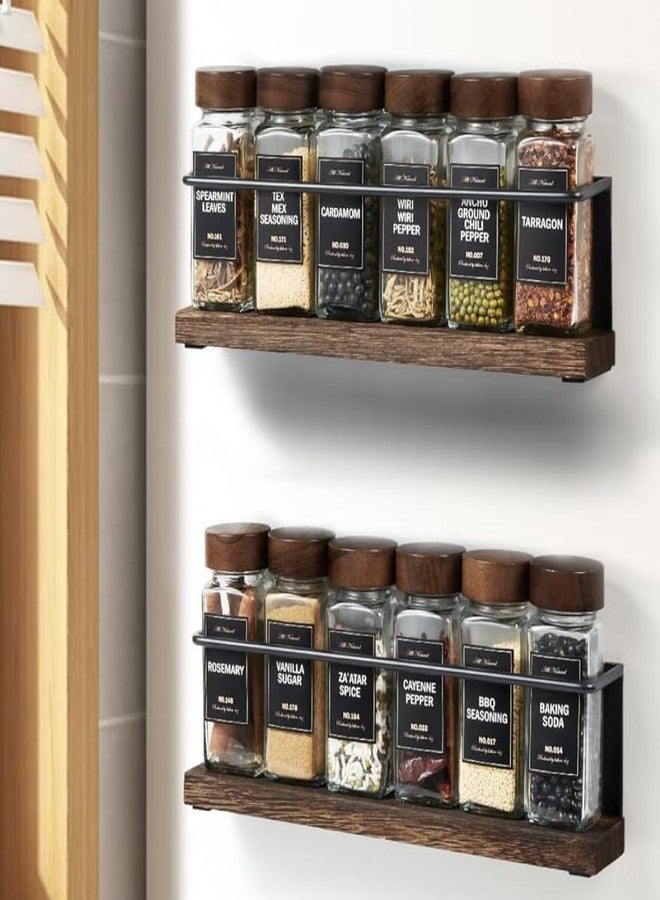 KitHero 2 Pack Strong Magnetic Spice Rack Organizer for Refrigerator and Microwave Oven, Metal Fridge Shelf, Space Saver for Kitchen Organization and Storage, Black - Image 1