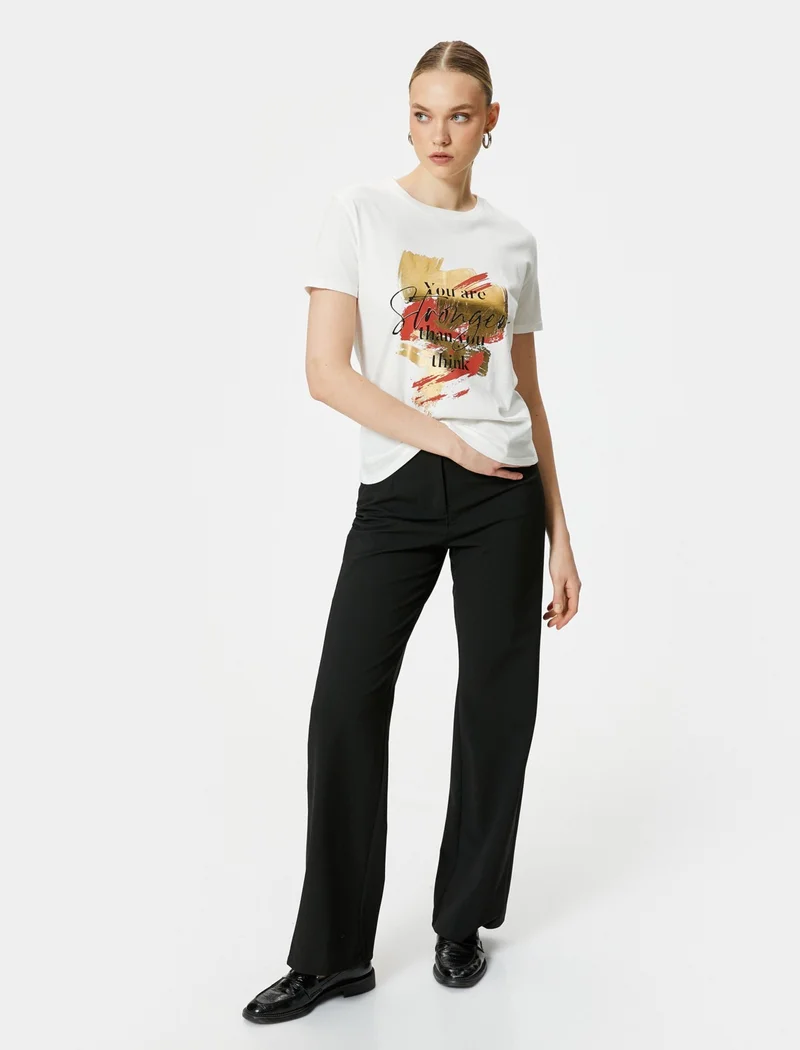 كوتون Cotton Printed T-Shirt Short Sleeve Crew Neck Cotton