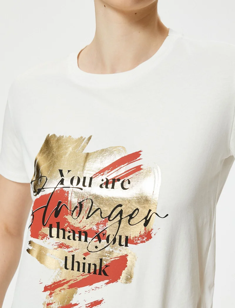 كوتون Cotton Printed T-Shirt Short Sleeve Crew Neck Cotton