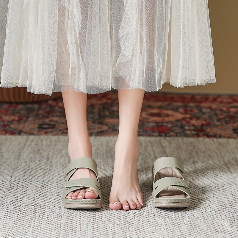 New 2026 and Style Women''s Sandals, Stitched Mom Shoes, Large Size Sandals, Wedge Slippers 1062-5A - Image 1