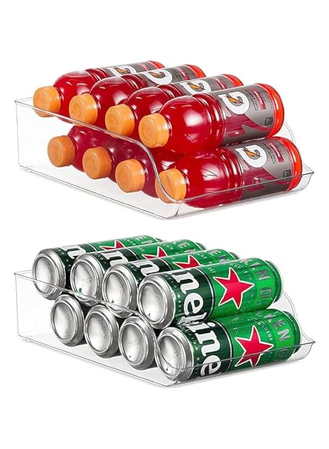 TRASSLE Soda Can Dispenser Organizer for Refrigerator,Fridge Organizer Bins for Freezer, Kitchen, Pantry, Countertops, Cabinets, Clear Plastic Beverage & Canned Food Dispenser (2pcs)  - Image 1