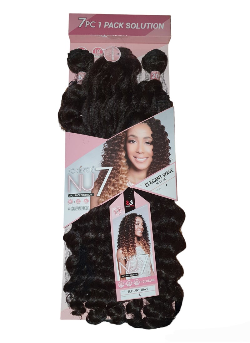 BOBBI BOSS Bobbi Boss Forever NU 7 Weave ELEGANT WAVE 7 Pcs (1Pack Solution-16"/16"/18"/18"/20"/20"+Closure)  - Image 1