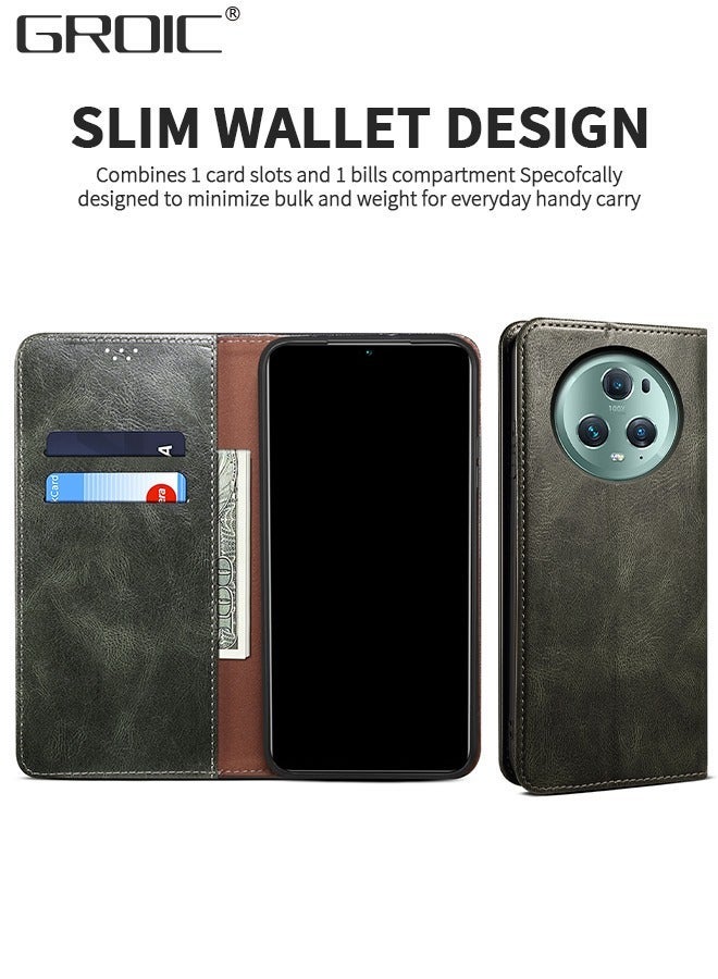 GROIC Case for Honor Magic 5 6.73 Inches Leather Flip Wallet with Kickstand and Credit Card Holder, Full Protection Magnetic Cover Compatible - Image 4