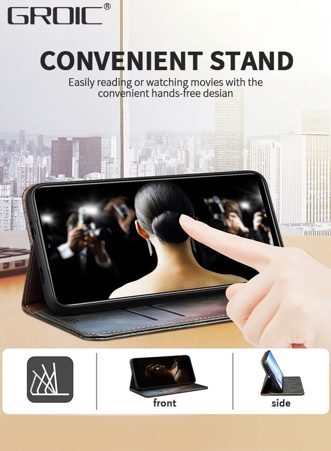 GROIC Case for Honor Magic 5 6.73 Inches Leather Flip Wallet with Kickstand and Credit Card Holder, Full Protection Magnetic Cover Compatible - Image 3