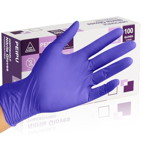 PEIPU Nitrile Gloves,Disposable Cleaning Gloves,(Large, 100-Count) Powder Free, Latex Free,Rubber Free,Ultra-Strong,Food Handling Use, Single Use Non-Sterile Protective Gloves - Image 1