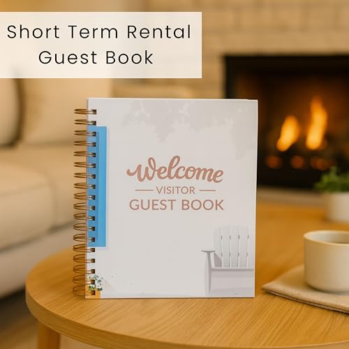 Paper 'n Such Guest Book for Rental House - Vacation Home - Short Term Rentals, Host Essentials, Spiral Hardcover Welcome Log for Airbnbs- 200 Pages (White/Blue) - Image 2