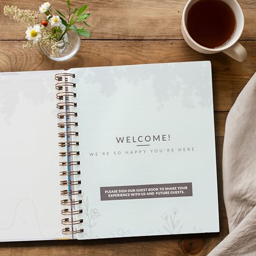 Paper 'n Such Guest Book for Rental House - Vacation Home - Short Term Rentals, Host Essentials, Spiral Hardcover Welcome Log for Airbnbs- 200 Pages (White/Blue) - Image 3