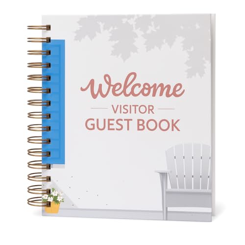 Paper 'n Such Guest Book for Rental House - Vacation Home - Short Term Rentals, Host Essentials, Spiral Hardcover Welcome Log for Airbnbs- 200 Pages (White/Blue) - Image 1
