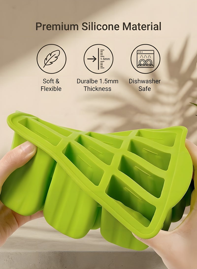 بيوينتي سيليكون Popsicles القوالب - 12 قطعة الجليد البوب كريم القالب مجموعة، قابلة لإعادة الاستخدام BPA مجانا الجليد البوب القوالب صانع مع العصي، الأكياس، الأسلاك الروابط (الأخضر) - Image 3