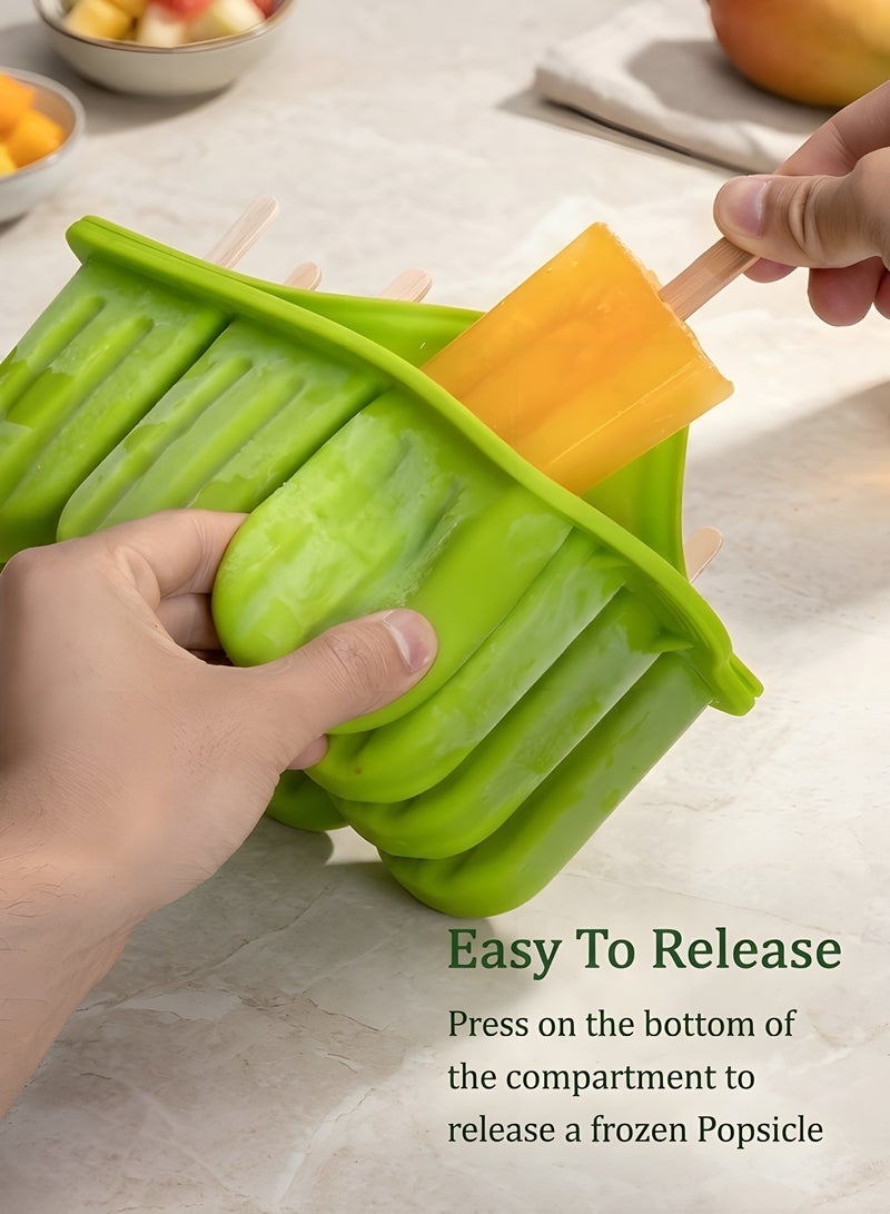 بيوينتي سيليكون Popsicles القوالب - 12 قطعة الجليد البوب كريم القالب مجموعة، قابلة لإعادة الاستخدام BPA مجانا الجليد البوب القوالب صانع مع العصي، الأكياس، الأسلاك الروابط (الأخضر) - Image 5