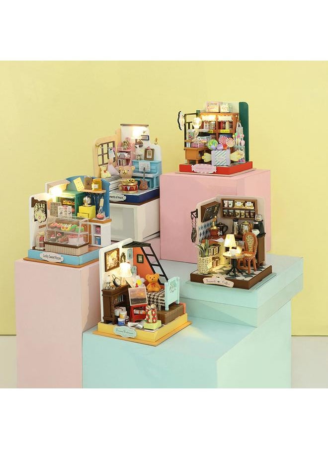 Bluejw - Hongda Diy Cabin Tuyi Coffee Wooden Handmade Building Assembled Mini Cabin Creative Toy Ornaments Gift Giving - Image 1