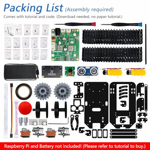 Freenove Tank Robot Kit for Raspberry Pi 5 4 B 3 B+ Zero 2 W, Crawler Chassis, Grab Objects, Ball Tracing, Line Tracking, Obstacle Avoidance, App Control, Camera, Servo (Raspberry Pi NOT Included) - Image 2