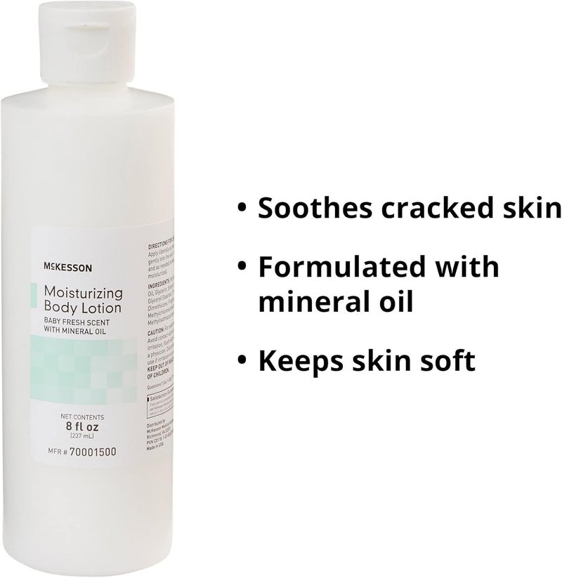 McKesson Moisturizing Body Hand and Body Moisturizer Baby Fresh Scent with Mineral Oil 8 oz 1 Count - Image 3