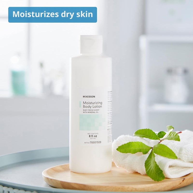 McKesson Moisturizing Body Hand and Body Moisturizer Baby Fresh Scent with Mineral Oil 8 oz 1 Count - Image 4
