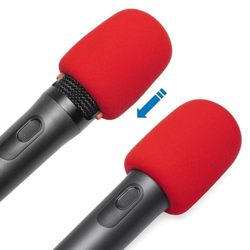 Voarmaks Foam Mic Cover Compatible with JBL PartyBox Wireless Mic Microphones, Wireless Two Microphone System, PartyBox Mic 100, Karaoke Microphone Sponge Windscreen Pop Filter 4-Pack (Red Black) - Image 5