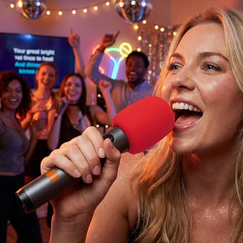 Voarmaks Foam Mic Cover Compatible with JBL PartyBox Wireless Mic Microphones, Wireless Two Microphone System, PartyBox Mic 100, Karaoke Microphone Sponge Windscreen Pop Filter 4-Pack (Red Black) - Image 2