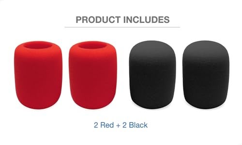 Voarmaks Foam Mic Cover Compatible with JBL PartyBox Wireless Mic Microphones, Wireless Two Microphone System, PartyBox Mic 100, Karaoke Microphone Sponge Windscreen Pop Filter 4-Pack (Red Black) - Image 3