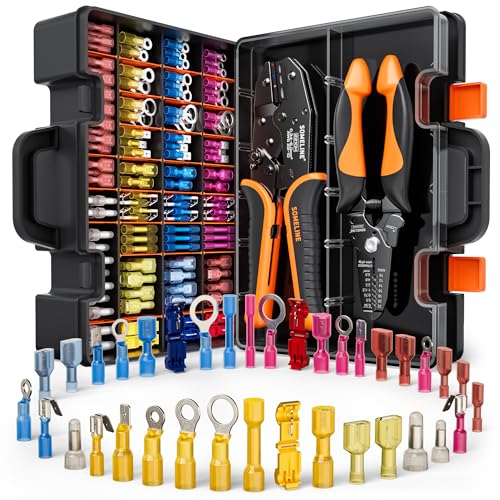 SOMELINE Crimping Tool Kit for Heat Shrink Connectors, AWG 22-10 with 36 Size Marine Grade Heat Shrink Wire Connectors, Crimping Tool for Nylon,and Sealed Terminals UL Listed Connectors - Image 1