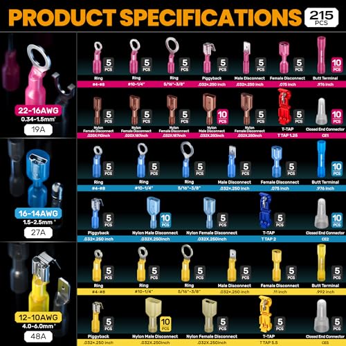 SOMELINE Crimping Tool Kit for Heat Shrink Connectors, AWG 22-10 with 36 Size Marine Grade Heat Shrink Wire Connectors, Crimping Tool for Nylon,and Sealed Terminals UL Listed Connectors - Image 4