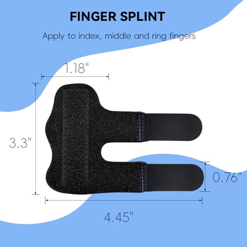 Bozenu Finger Splint, Universal Trigger Finger Brace for Broken/Arthritis Pain and Sprain Relief, Splints for Middle, Index, Ring (2 Pack,Black) - Image 2