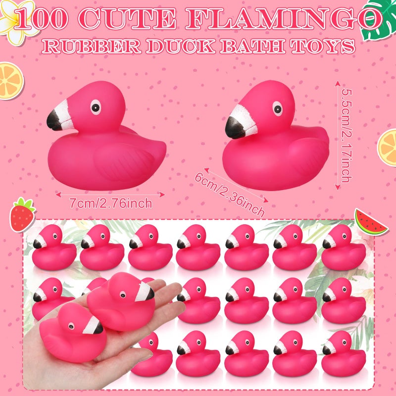 Honoson 24 Pcs Flamingo Rubber Duckies Bulk Pink Flamingos Party Favors Bath Toy Pool Floating Squeak Rubber Ducks for Birthday Party Decoration Baby Shower Cake Decoration - Image 3