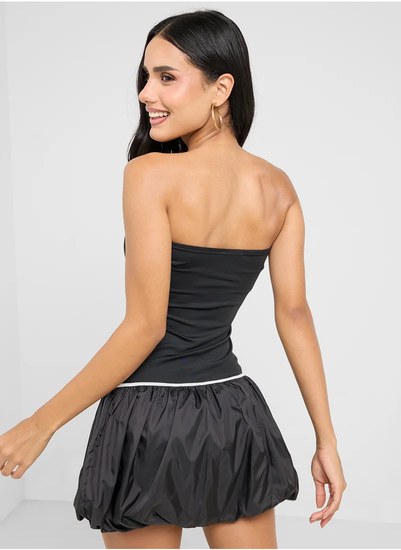 جينجر Bandeau Drop Waist Dress With Bubble Hem