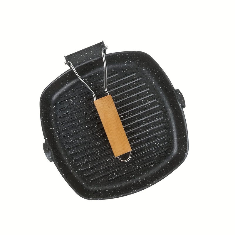 Foldable Striped Grill 1 Pc 7.87in Evenly Heated Physically Non-Stick for Steak and Breakfast - Image 1