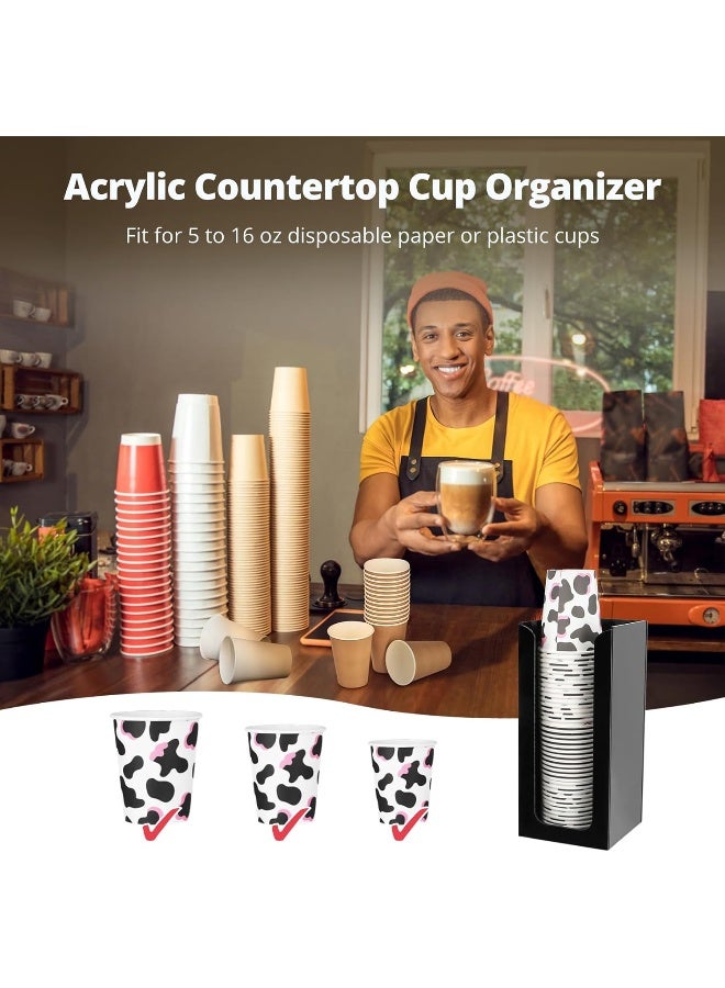 TPGP Disposable Coffee Cup Dispenser, Cup and Lid Organizer, Countertop Cup Dispenser for 5 to 16 oz Disposable Paper or Plastic Cups, Black Acrylic Cup Holder for Cafes, Restaurants, Hotels  - Image 3