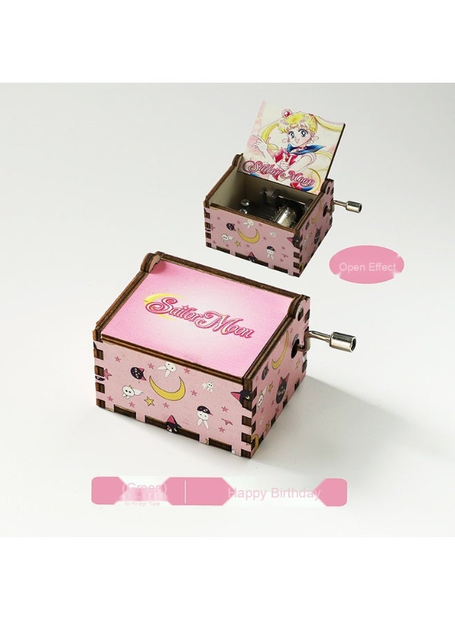 Wooden musical box ornaments, classic carved handicrafts, hand-cranked music boxes, suitable for gifts for children's birthdays, Christmas, Halloween, Ramadan celebrations