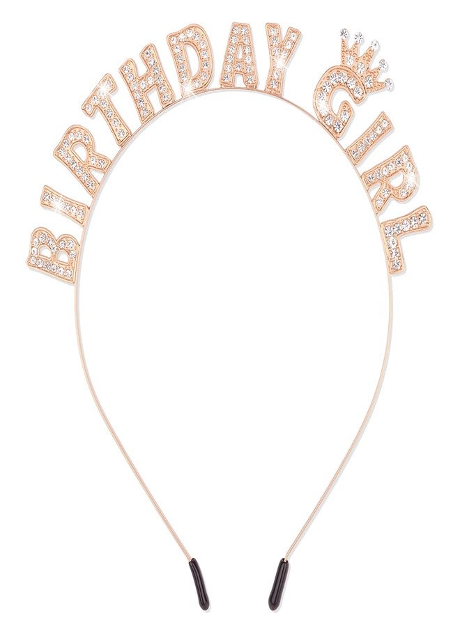 CIEHER Birthday Girl Headband Birthday Headbands for Women Girls(Rose Gold) - Image 1