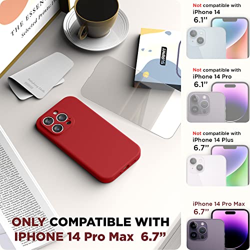 SURPHY Designed for iPhone 14 Pro Max Case with Screen Protector with Camera Protection Soft Microfiber Lining Liquid Silicone Phone Case Red - Image 3