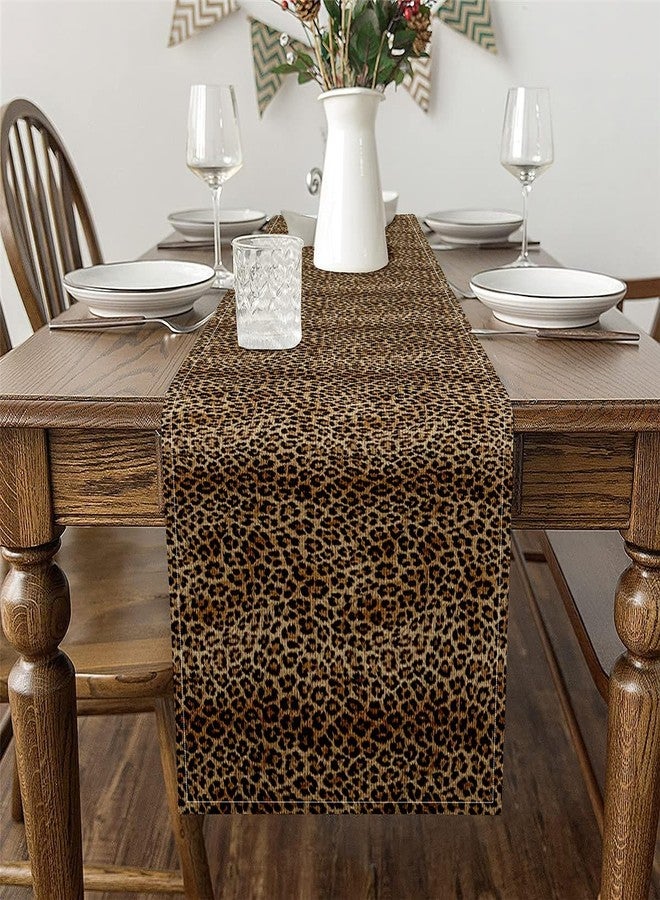 Feelyou Leopard Table Runner 13" x 60" Cheetah Print Home Decor for Living Room Dresser Runners for Animal Kitchen Dining Table Decoration for Home Party Safari Table Decoration for Kitchen Dinning - Image 2