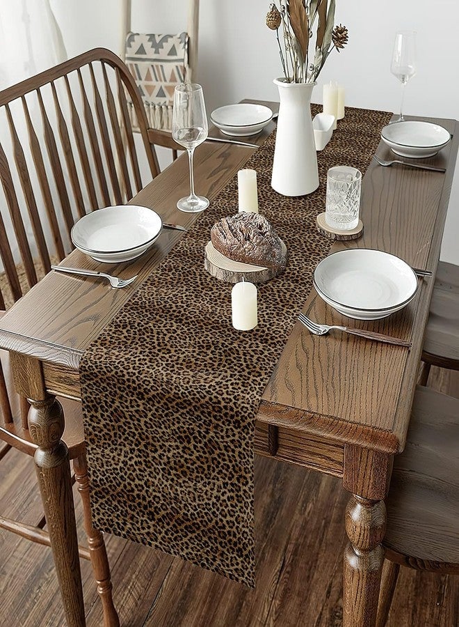 Feelyou Leopard Table Runner 13" x 60" Cheetah Print Home Decor for Living Room Dresser Runners for Animal Kitchen Dining Table Decoration for Home Party Safari Table Decoration for Kitchen Dinning - Image 4