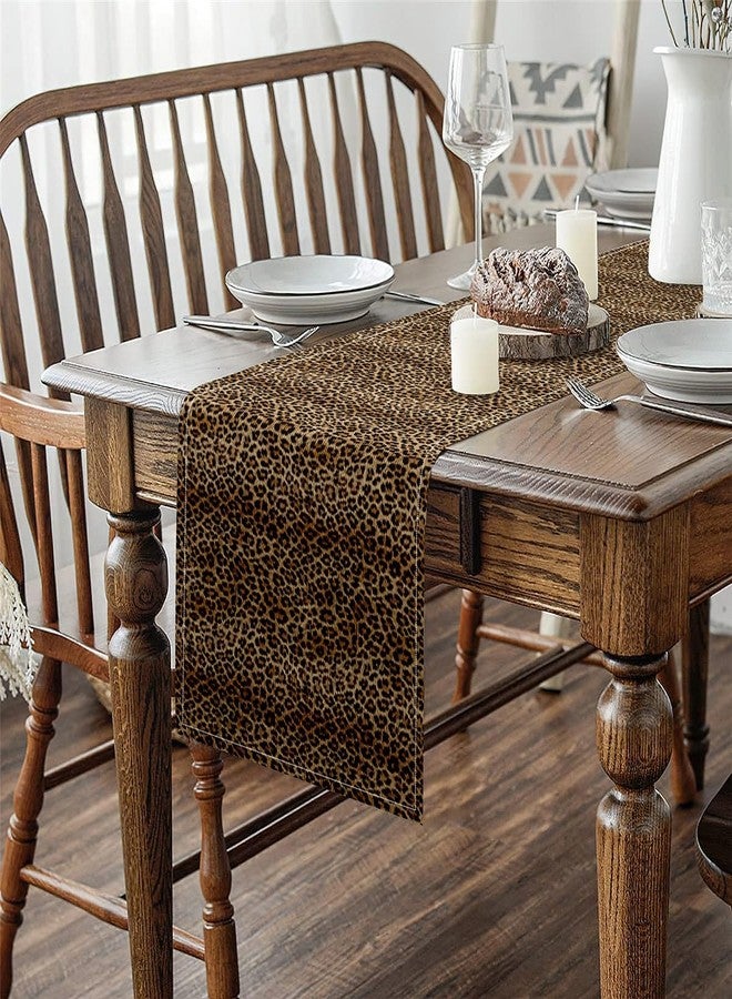 Feelyou Leopard Table Runner 13" x 60" Cheetah Print Home Decor for Living Room Dresser Runners for Animal Kitchen Dining Table Decoration for Home Party Safari Table Decoration for Kitchen Dinning - Image 3