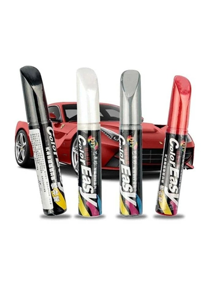 طقم أقلام معالجة خدوش طلاء السيارة (4 ألوان) - مزيل خدوش فوري للسيارات (أسود، أبيض، فضي، أحمر) - Image 1