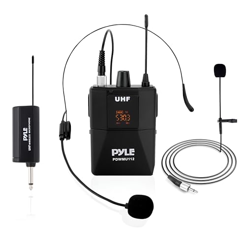 Pyle UHF Wireless Microphone System Kit - Portable Professional Cordless Microphone Set with Headset, Lavalier, Beltpack Transmitter, Receiver - Karaoke & Conference - Image 1